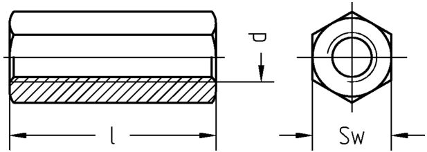 Gewindemuffe M16x50m