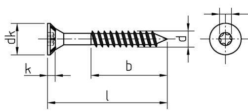 Spanplattenschrauben TX  5,0x035mm, TG