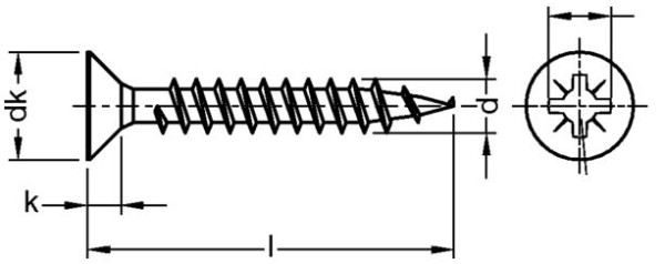 Spanplattenschrauben PZ  5,0x100mm, TG